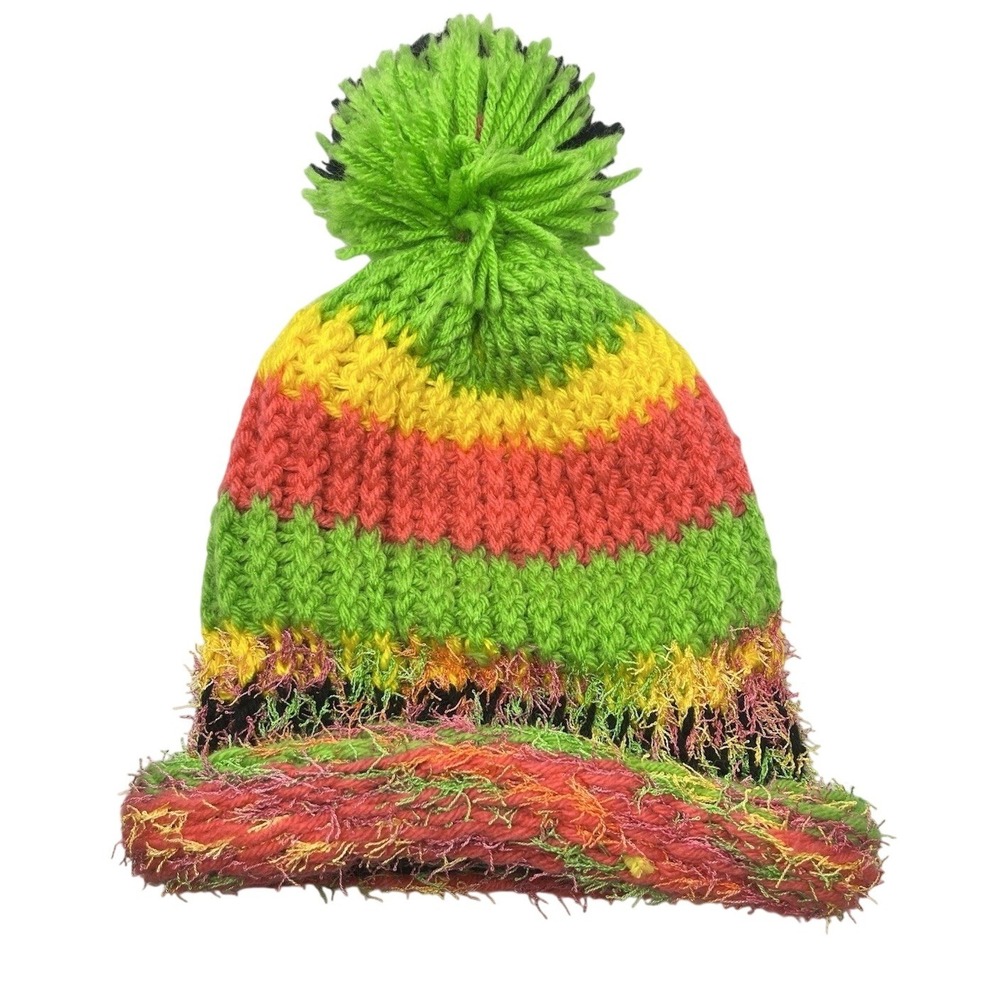 Handmade Knit Beanie Skull Cap Rasta Tye‎ Dye Colors Unisex Stocking Hat